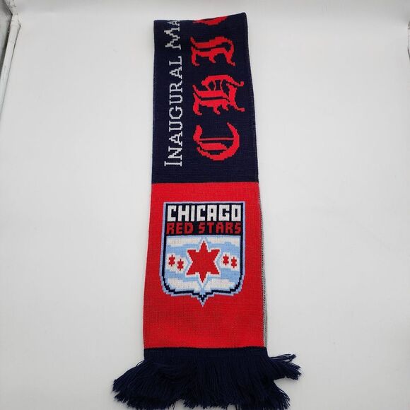 Chicago Red Stars Saint Louis Scarf Red Blue Gray 55"X7" RARE - Picture 7 of 10